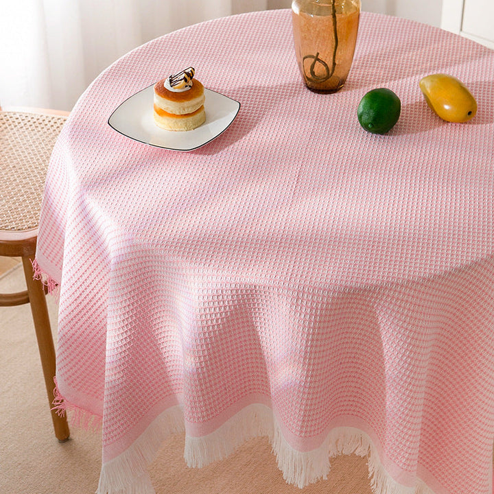 Stornfield | Modern Waffle Tablecloth, Knitted Lace Fabric Coffee Cloth, Round Tablecloth, Rectangular Tablecloth