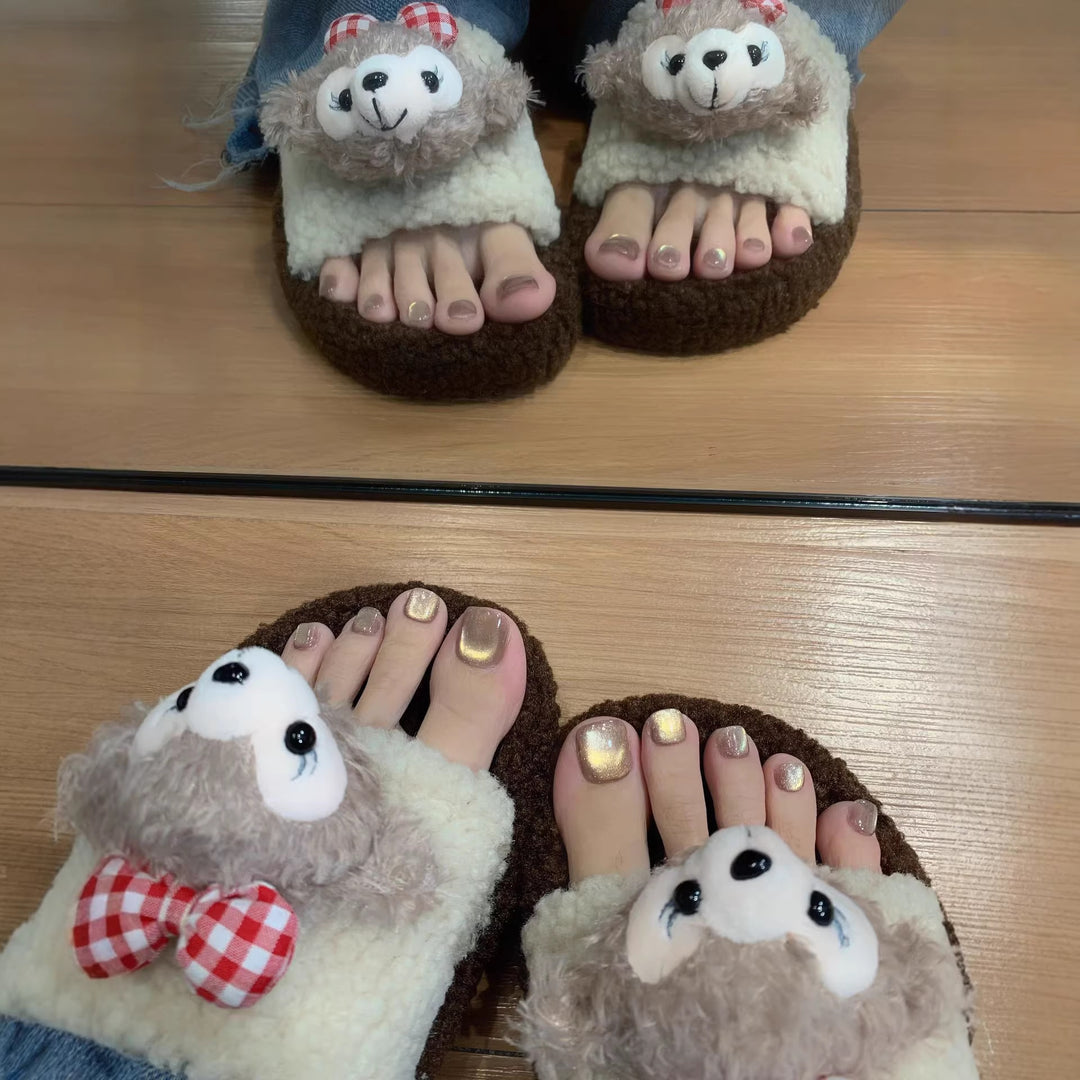 Cute Plush Slippers with Animal Design