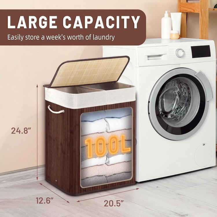 Large laundry basket with two compartments and removable lid Stornfield