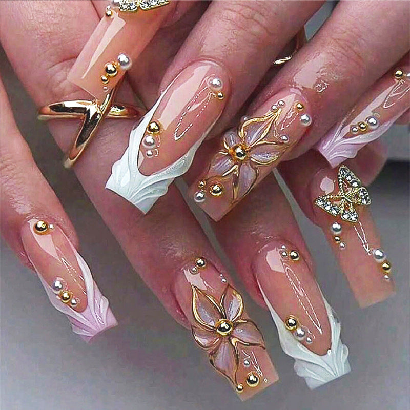 Gourmet Floral Artistic Press-On Nail Tips Stornfield