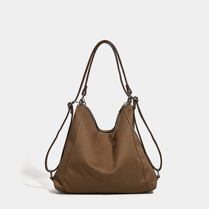 Textured Slouchy Hobo Bag with Chain Accents