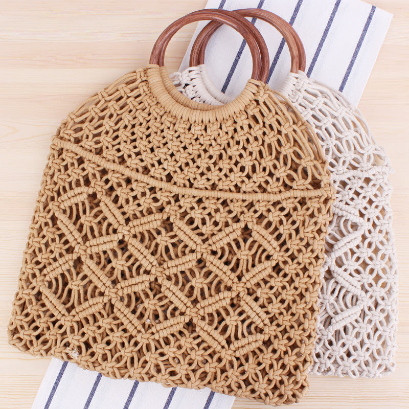 Macrame Tote Bag with Double-Layer Inner Pocket Stornfield