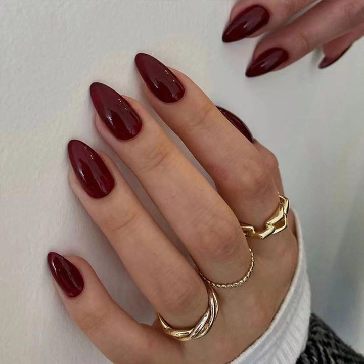 Elegant Glossy Almond Press-On Nail Tips Stornfield