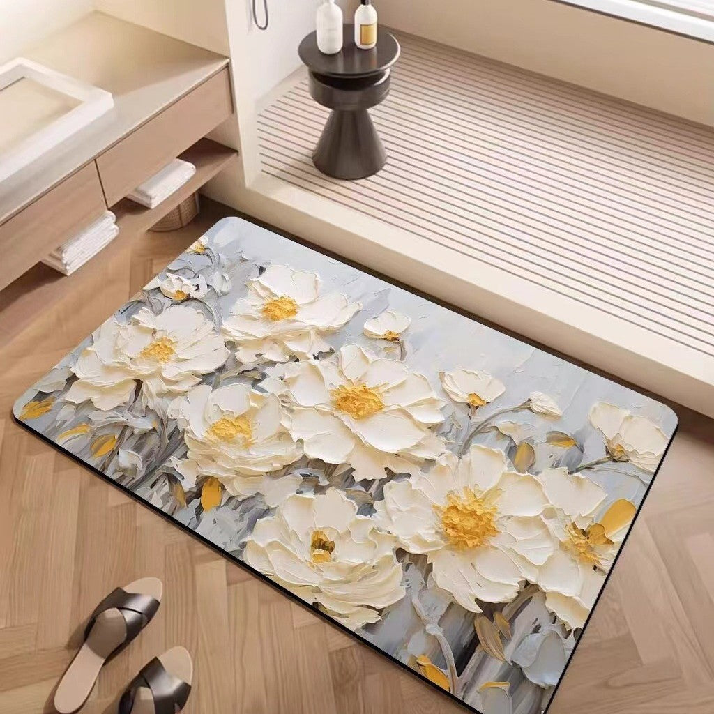 Luxury Textured Floral Bath Mat Stornfield