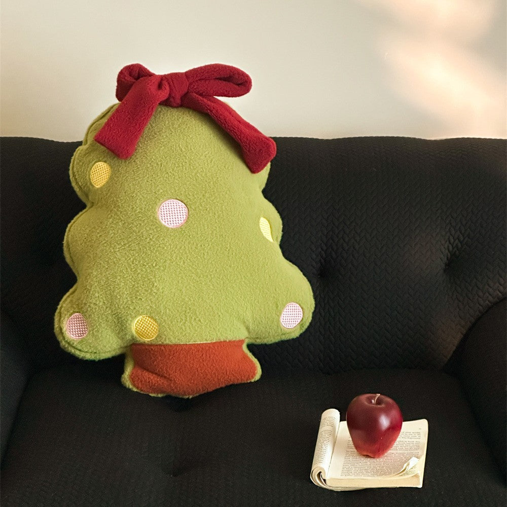 Christmas cuddle pillow in Santa face with soft plush cover and appliqués