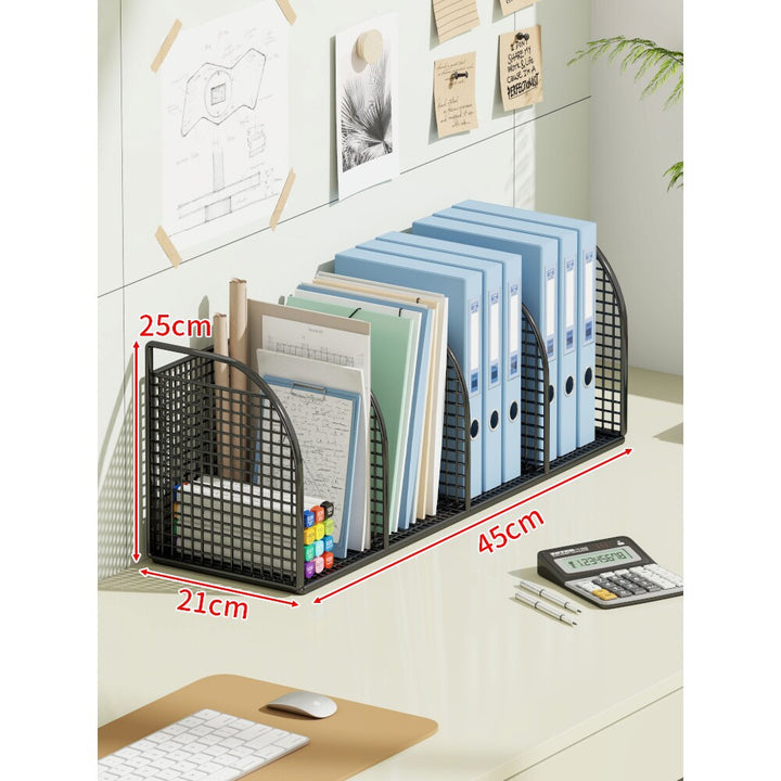 Multi-Tier Angled Metal Mesh Desktop File and Folder Organizer
