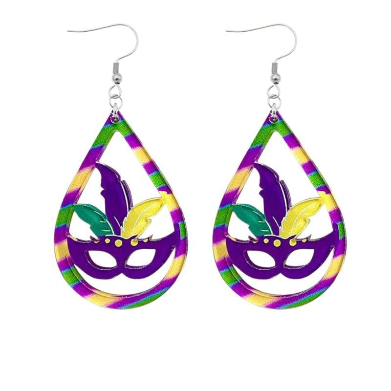 Festive Mardi Gras Mask Earrings Stornfield