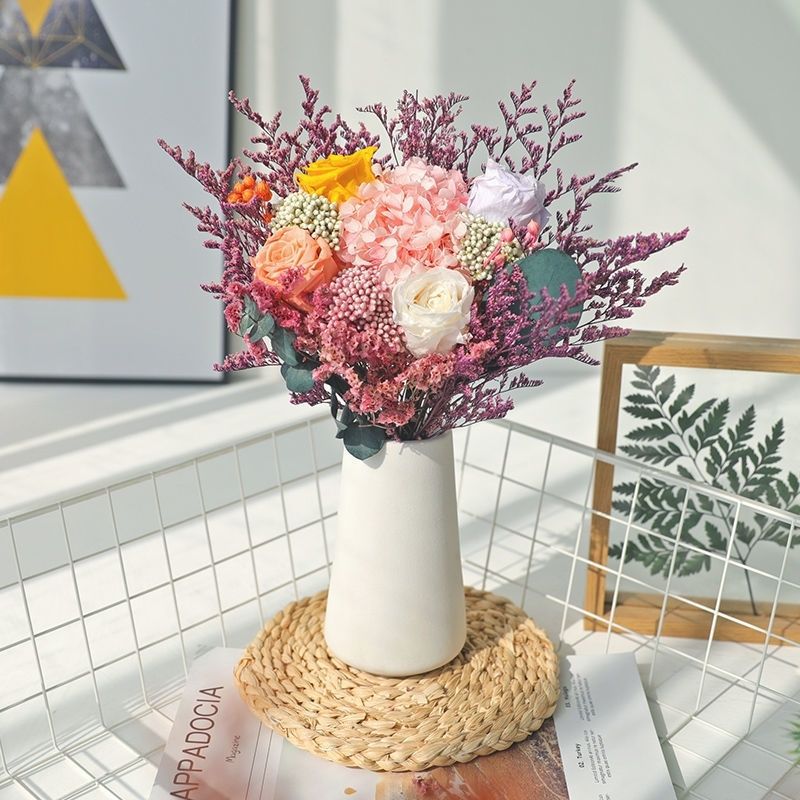 Elegant Dried Flower Bouquet with Decorative Vase