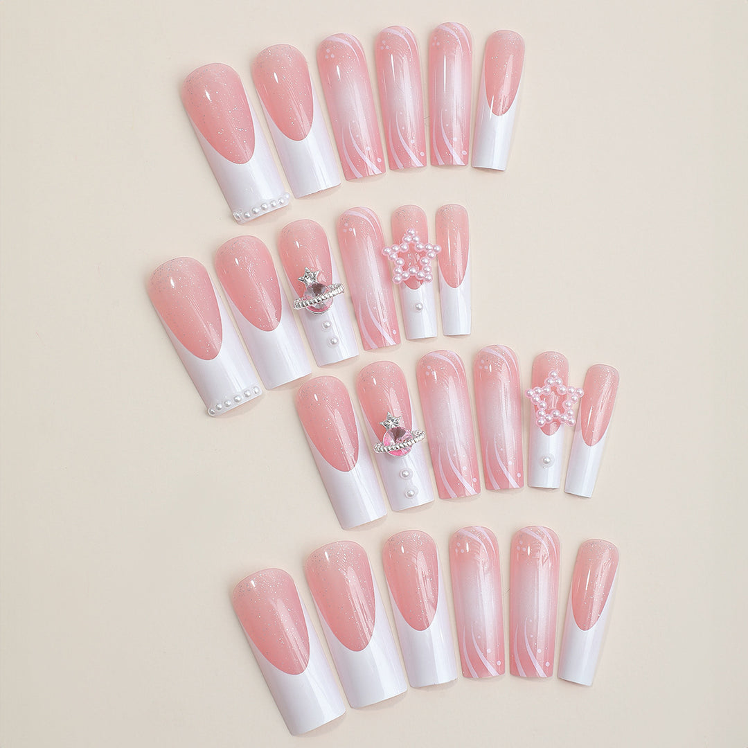 Decorative Press-On Nail Set with Elegant Design Elements Stornfield