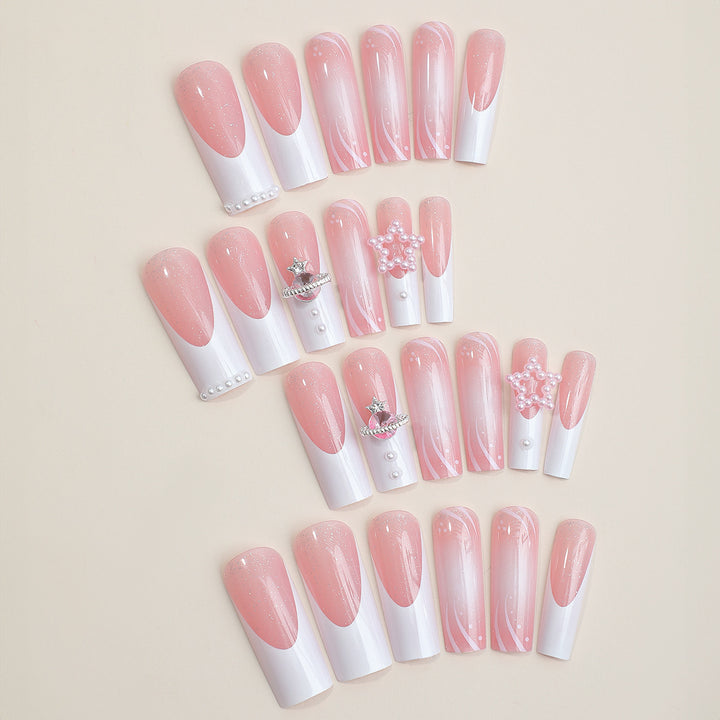 Decorative Press-On Nail Set with Elegant Design Elements Stornfield