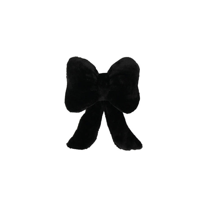 plush bow-shaped decorative throw cushion with long tails and faux-fur texture Stornfield