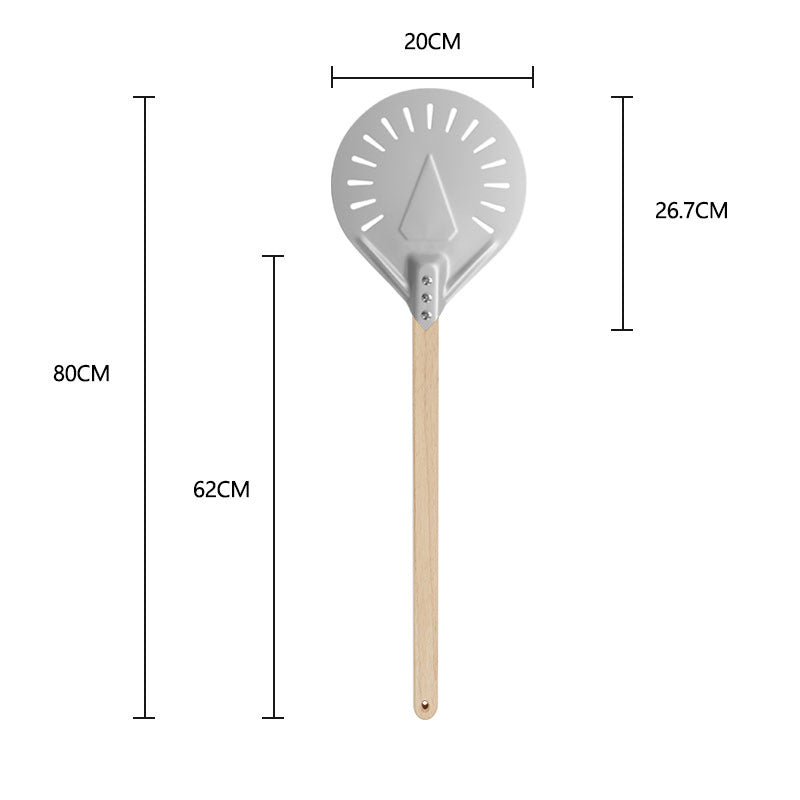 long-handled perforated pizza peel with wooden handle Stornfield