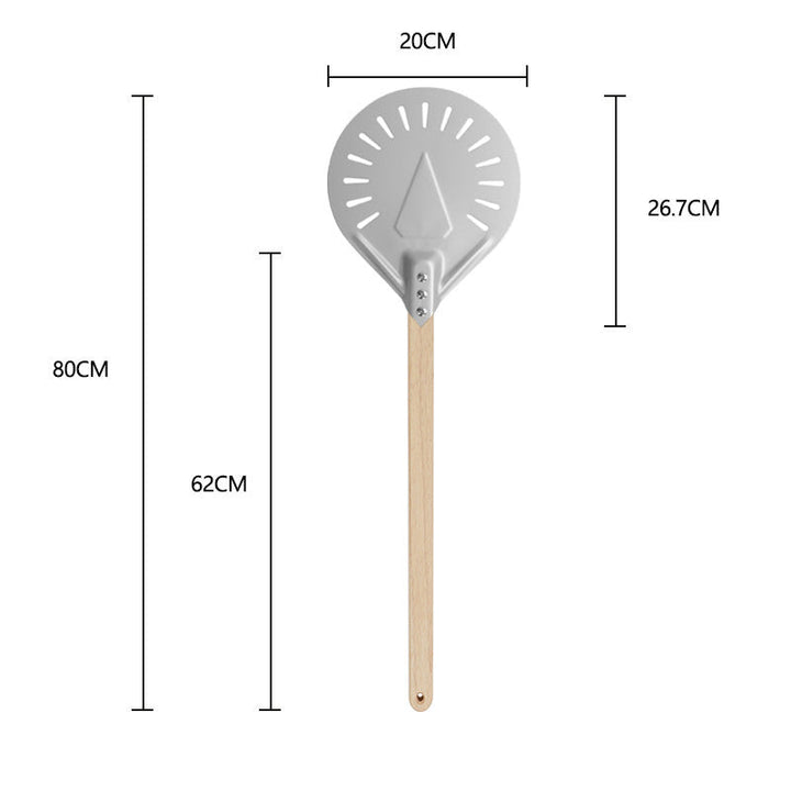long-handled perforated pizza peel with wooden handle Stornfield