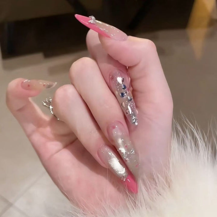 Glamorous Crystal Accent Nail Extensions