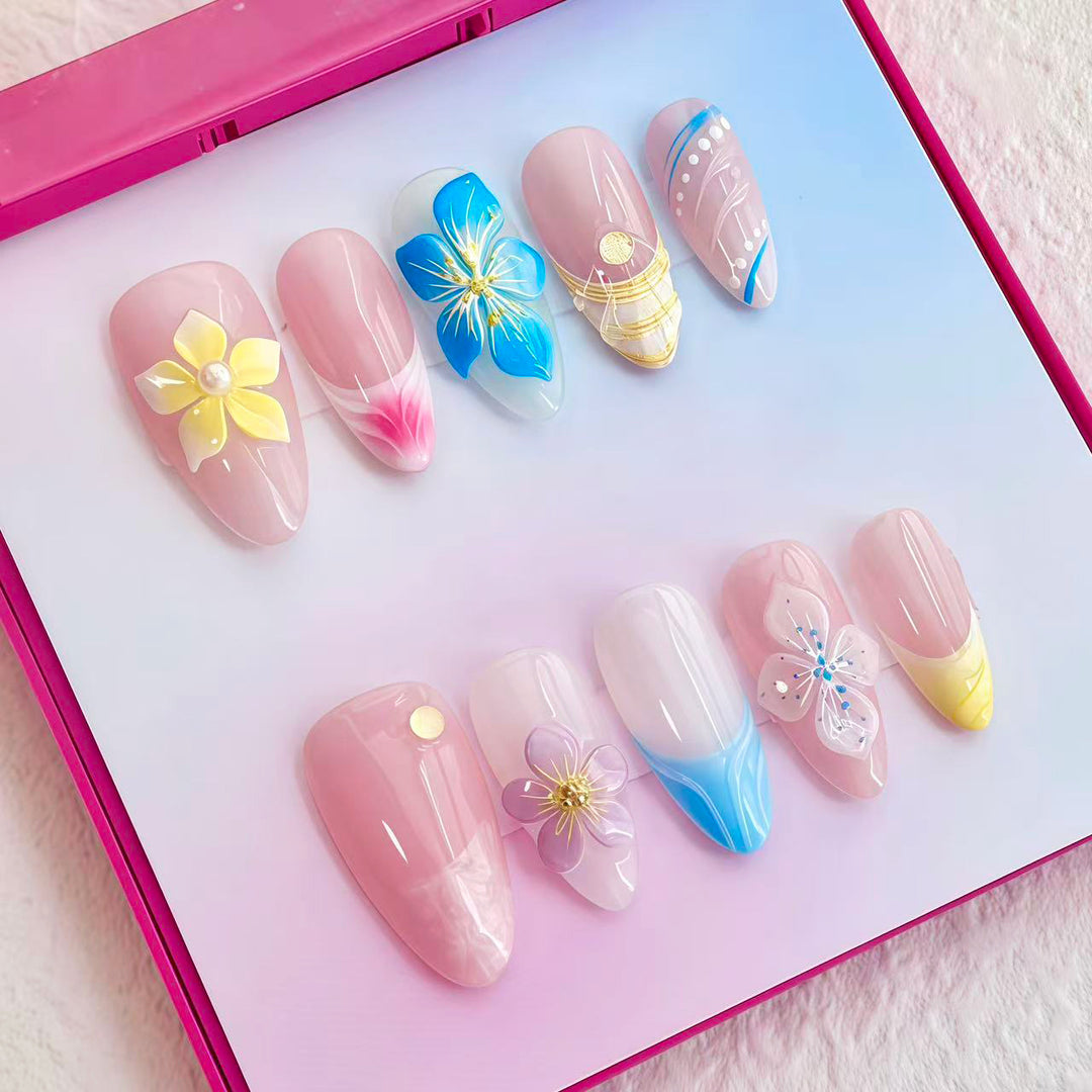 Artistic Floral Decoration Press-On Nail Set