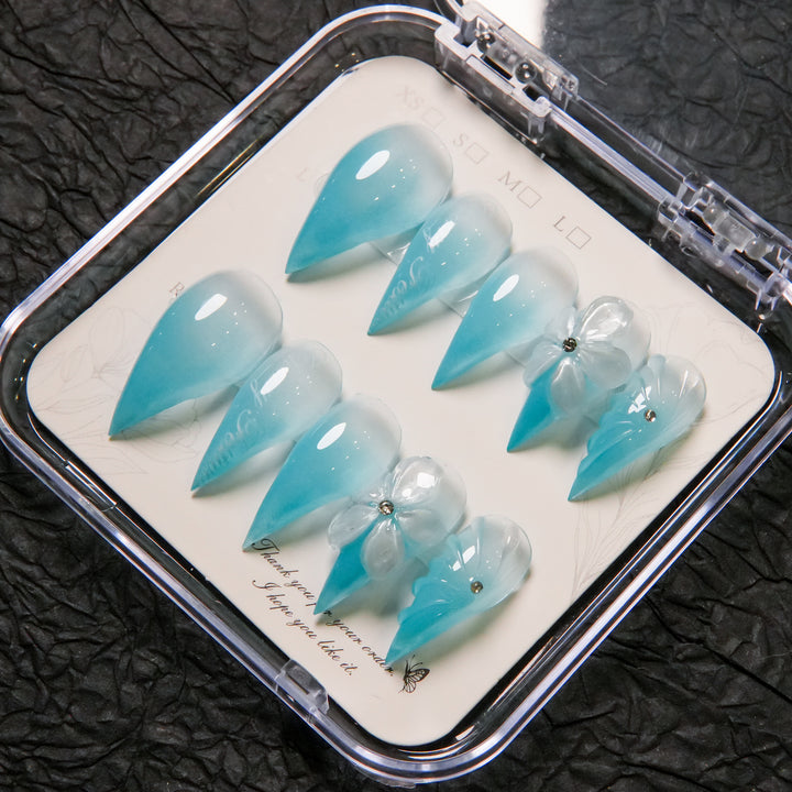 Artistic Stiletto Press-On Nails with Floral Accents  1791254990