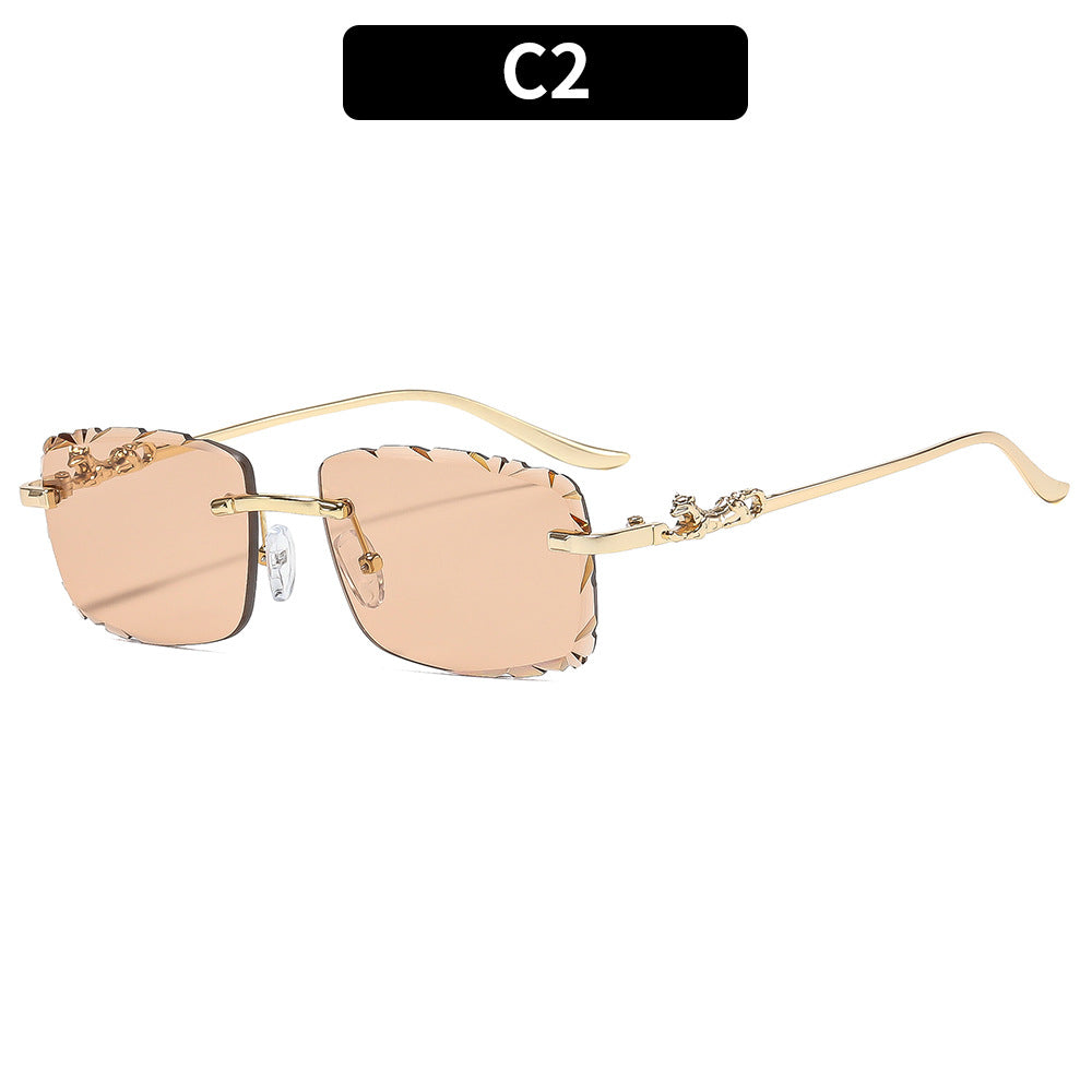 Elegant Floral-Accent Square Frame Sunglasses