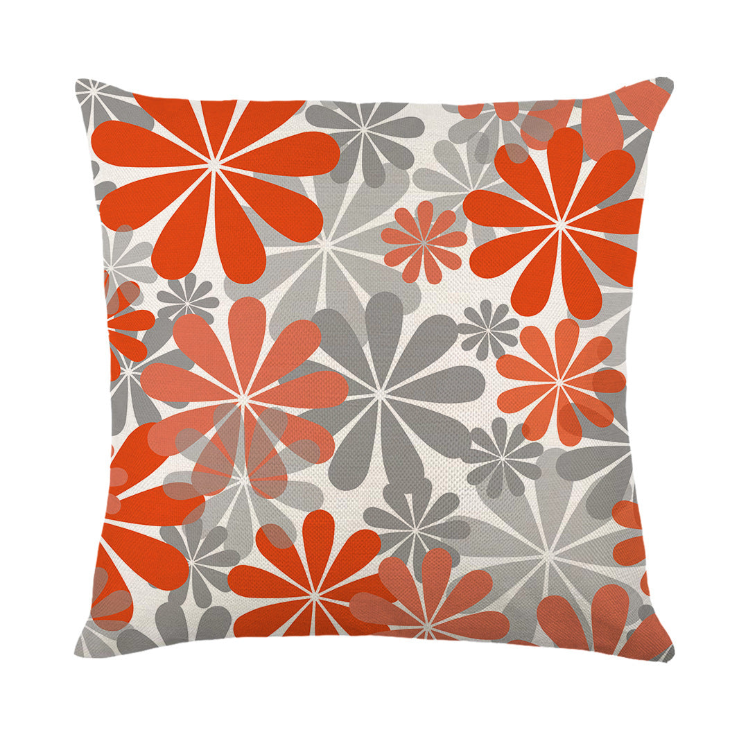 Artistic Daisy Print Linen Throw Pillow