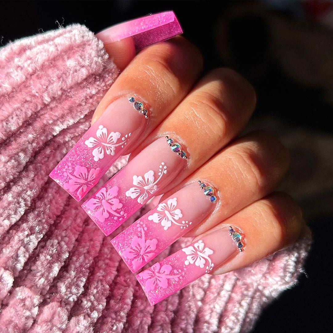 Decorative Floral Nail Extensions