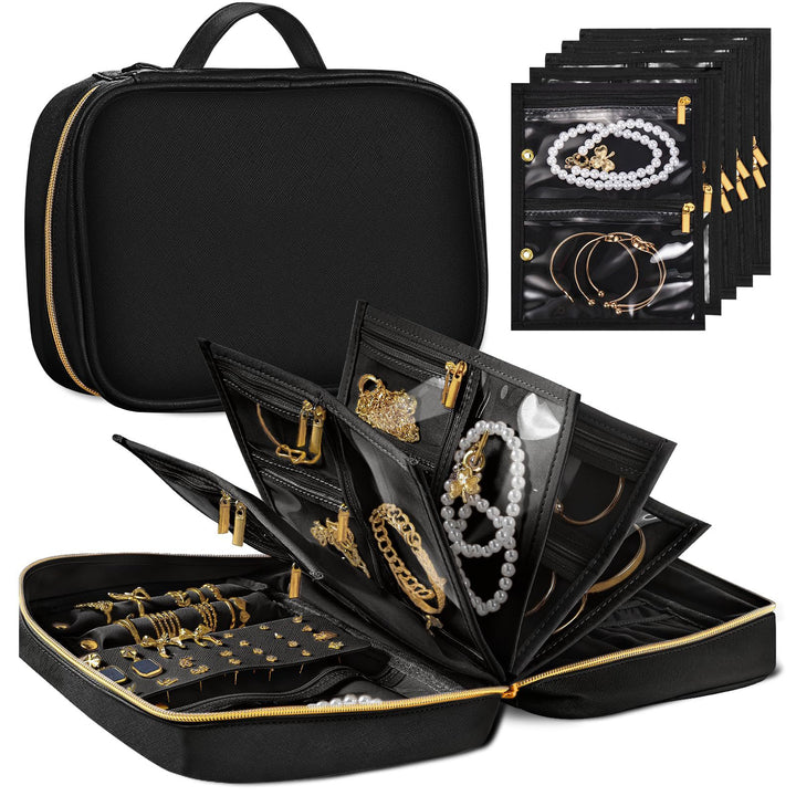 Women's elegant jewelry organizer with transparent compartments Stornfield