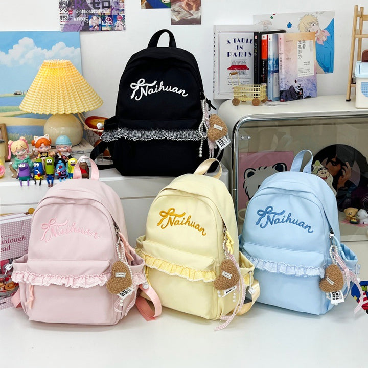 Ruffled Embroidered Casual Backpack Stornfield