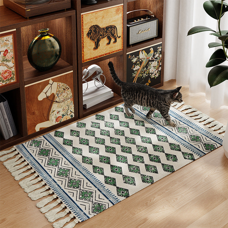 Decorative Area Rug with Fringed Edges Stornfield