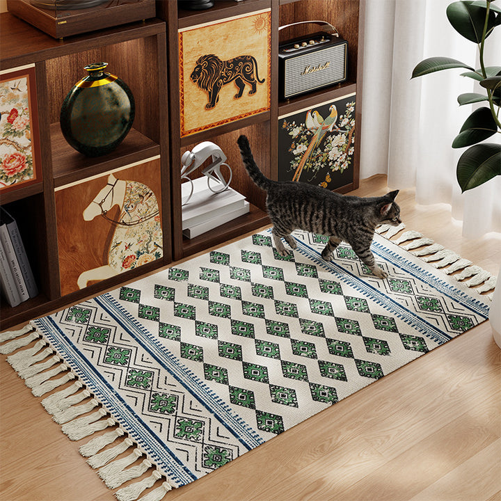 Decorative Area Rug with Fringed Edges Stornfield