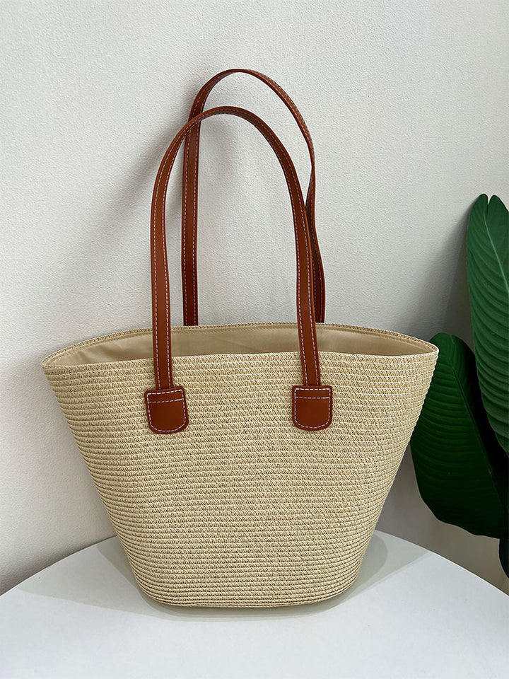 Classic straw bag with leather accents Stornfield