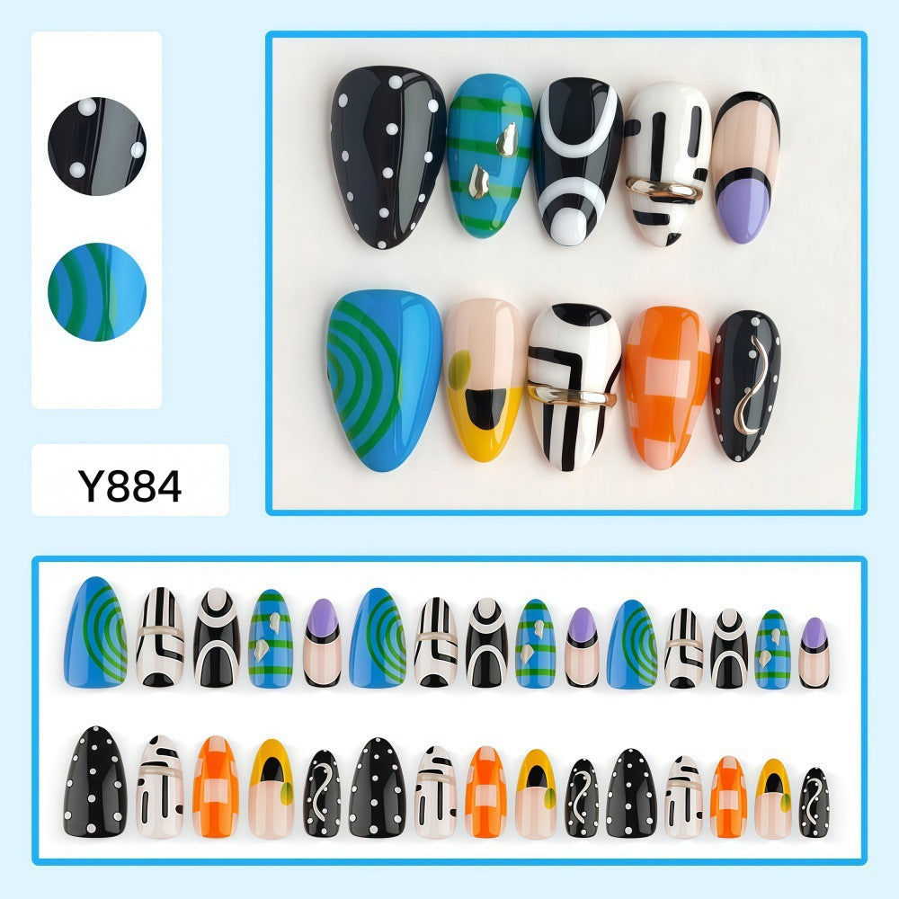 Trendy Artificial Nails with Geometric Designs Stornfield