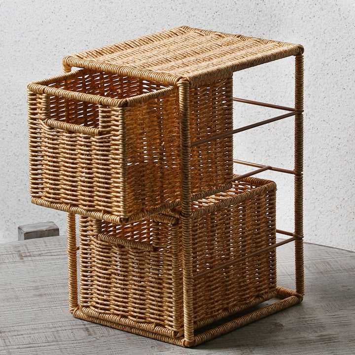 Unisex Stackable Storage Basket with Two Compartments Made of Natural Material Stornfield