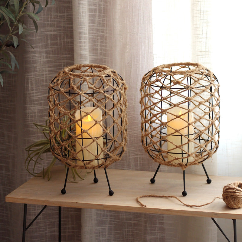 Decorative basket with natural fiber design Stornfield