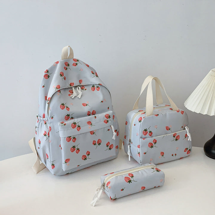 Backpack set with cheerful strawberry pattern and practical compartments Stornfield