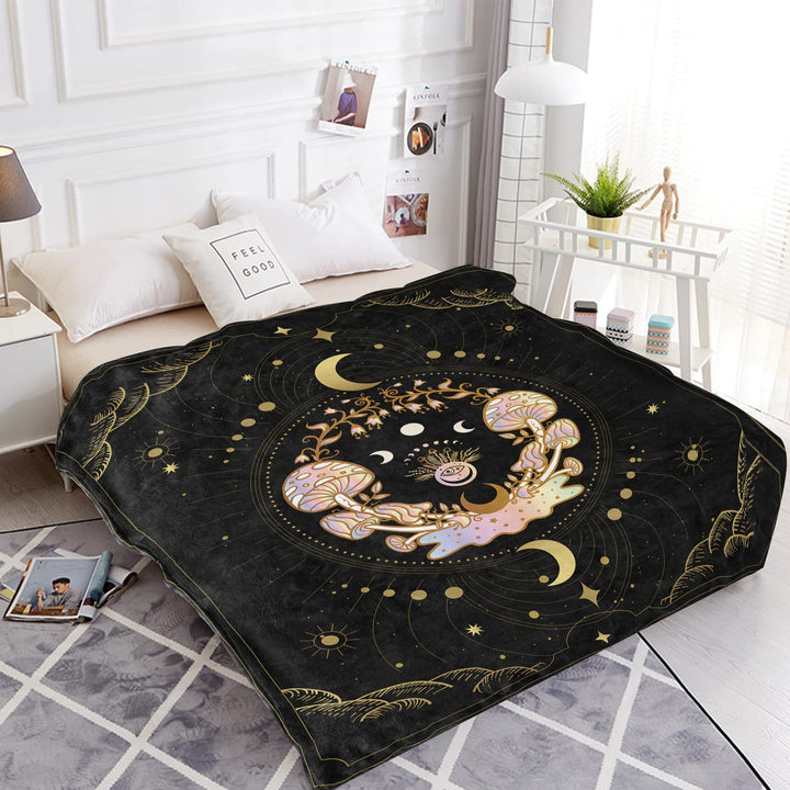Artistic Mushroom-Themed Throw Blanket