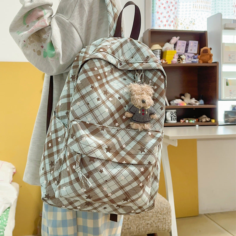 Backpack with Fashionable Check Pattern and Practical Compartments Stornfield