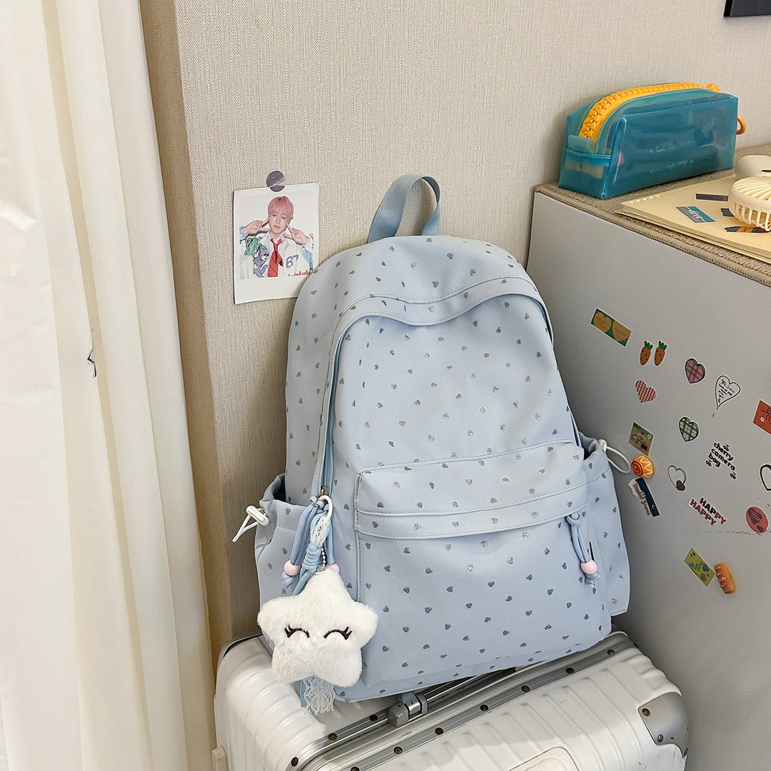 Playful Heart-Printed Backpack Stornfield