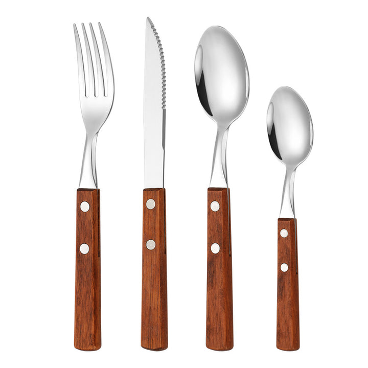 Dessert spoon with ergonomic wooden handle Stornfield