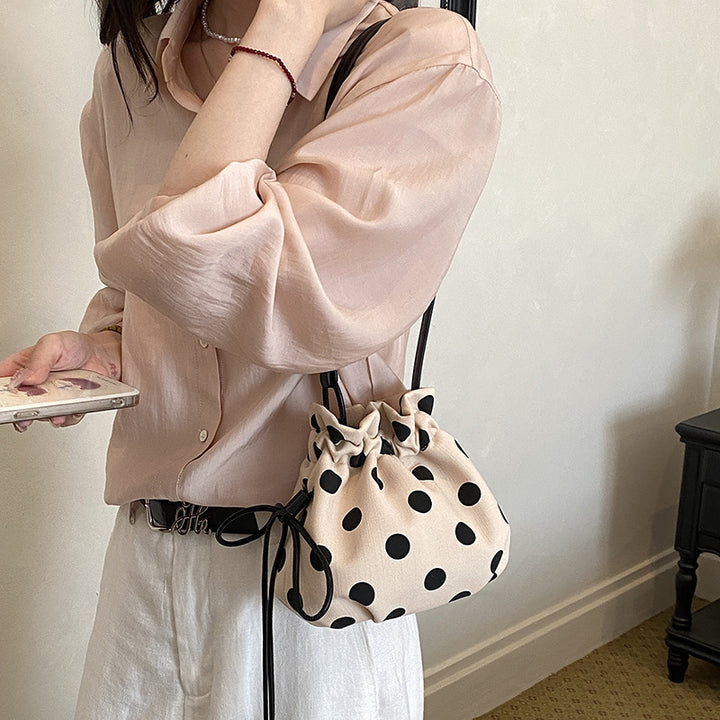 Polka Dot Drawstring Handbag