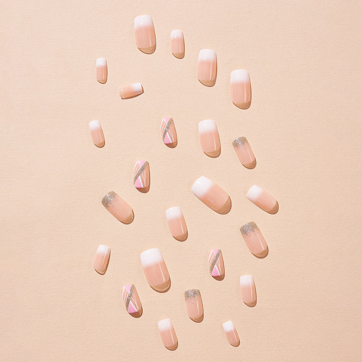 Glamorous French Tip Press-On Nail Art Set