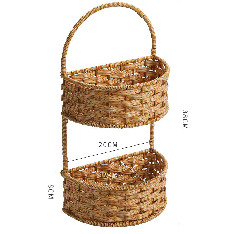 Double-Tiered Wicker Storage Basket Stornfield