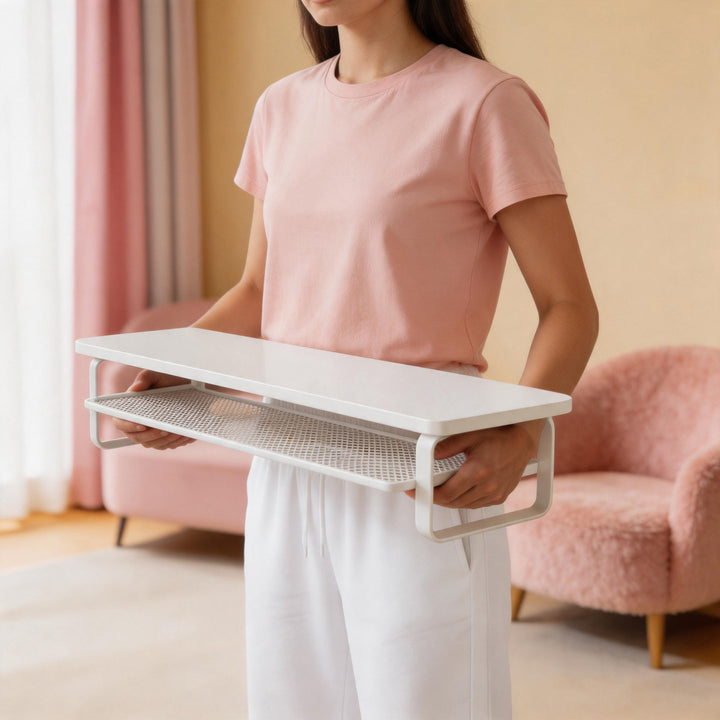 Ergonomic Desktop Monitor Lift with Ventilated Under-Shelf Organizer