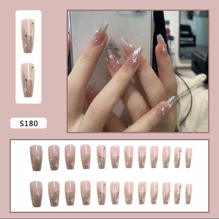 Artificial nail set with shimmering stones and sparkling glitter Stornfield