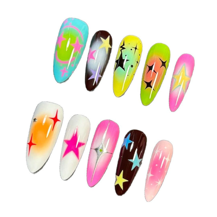 Glitter Star-Themed Press-On Nail Art Set Stornfield