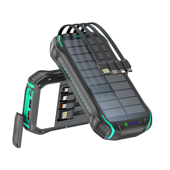 Portable solar power bank with multifunctional charging ports and robust housing Stornfield