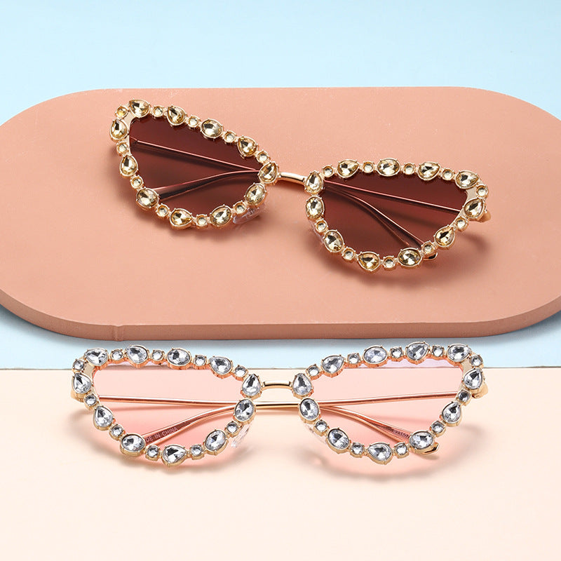 Women's Heart-Shaped Designer Sunglasses with Glamorous Crystal Frame Stornfield