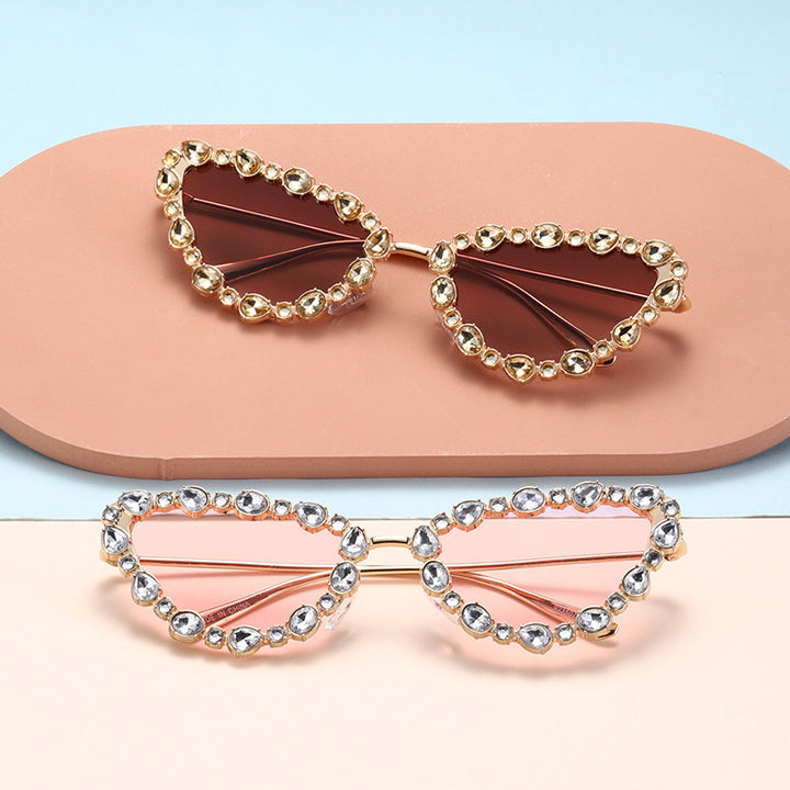 Women's Heart-Shaped Designer Sunglasses with Glamorous Crystal Frame Stornfield