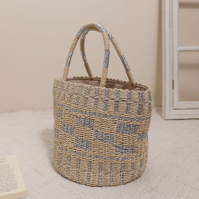Handcrafted basket bag with modern geometric pattern Stornfield