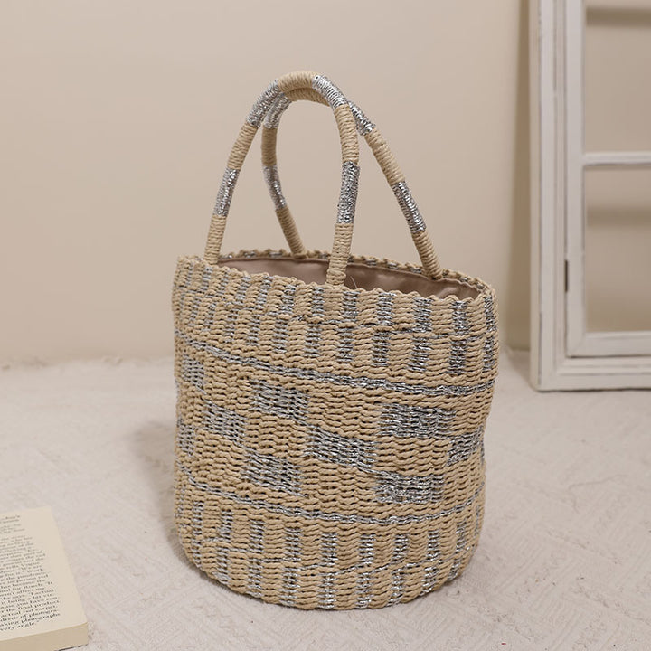 Handcrafted basket bag with modern geometric pattern Stornfield