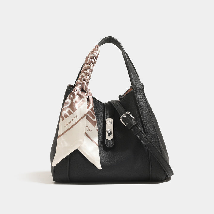 Stylish Structured Handbag with Scarf Detail