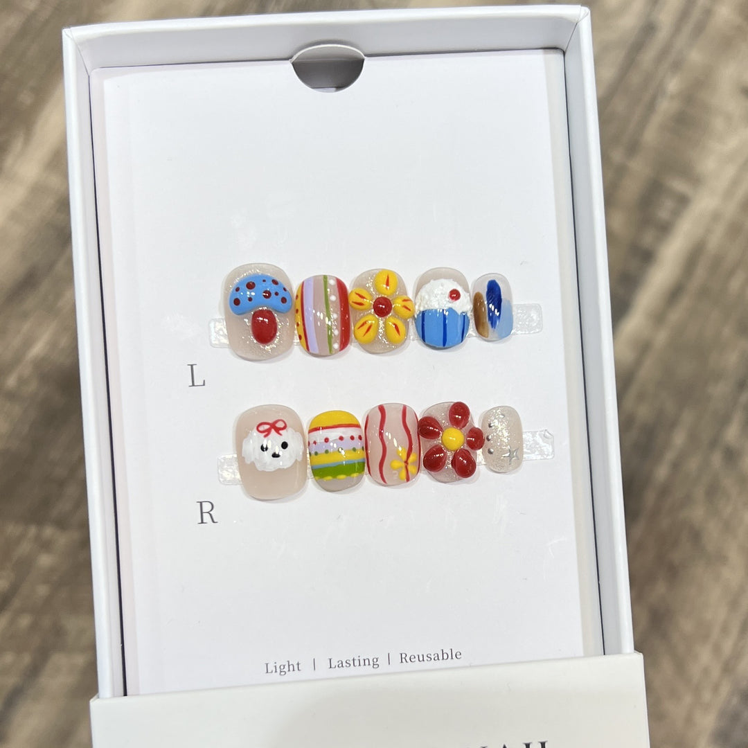 Decorative Press-On Nail Art Set with Fun and Whimsical Designs Stornfield