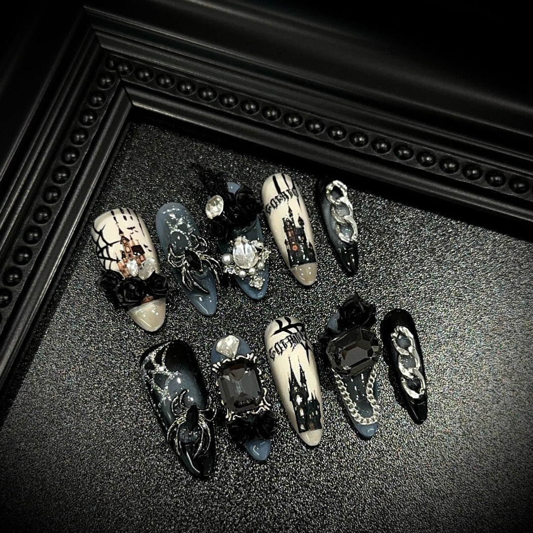 Gothic-Themed Press-On Nail Collection